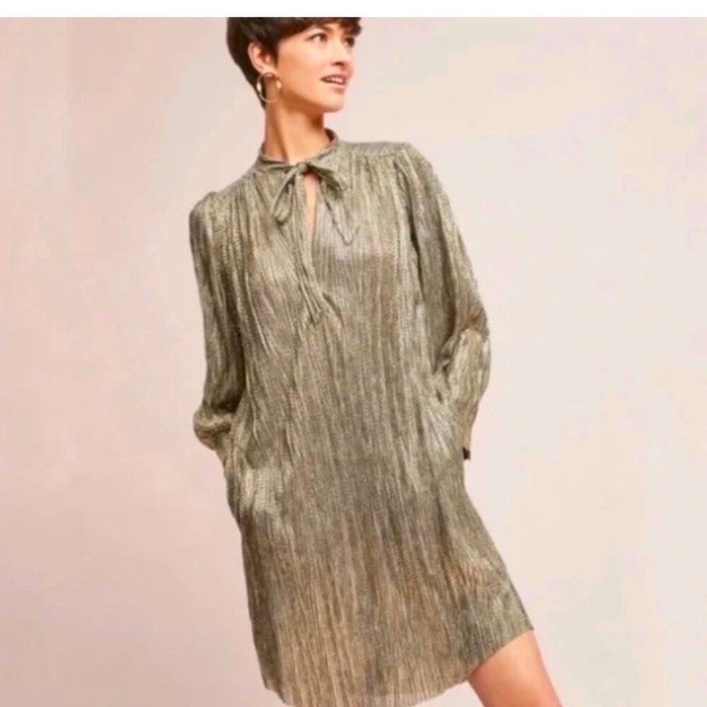 Women's Anthropologie Sabina Musayev Black Gold Cocktail Dress XS